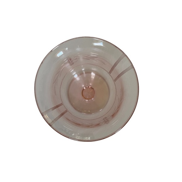 Vintage Pink Depression Glass Etched Floral Footed Dish / Compote - Picture 4 of 4